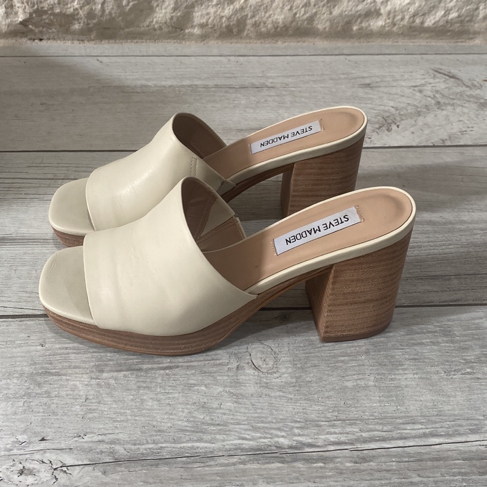 Nib Steve Madden Elda Bone Leather Block Heels - image 4